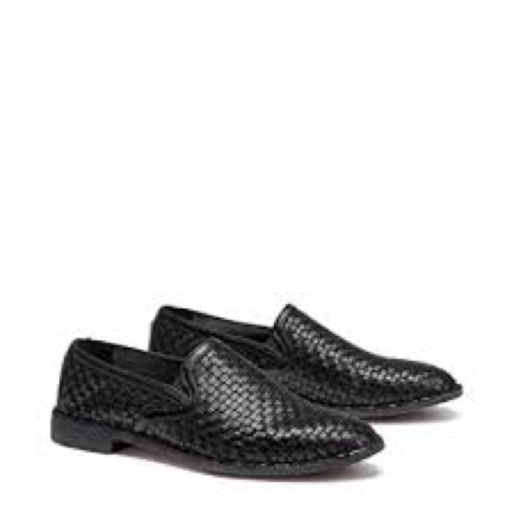 H. S. Trask black woven leather loafers slip on shoes women’s size 9 artisan‎